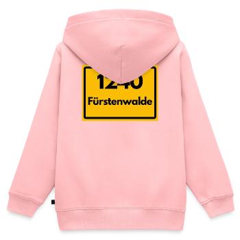 ALTE POSTLEITZAHL PLZ RETRO 1240 FÜRSTENWALDE - Kinder Premium Organic Zip Hoodie - Rosa - Hinten - AI Model Kid Female (0cm)