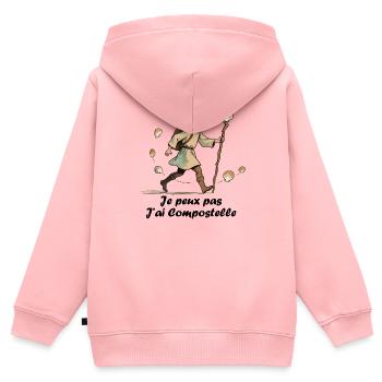 Je peux pas j'ai chemin de compostelle - Sweat Premium à capuche zippé enfant bio - rose - Dos - AI Model Kid Female (0cm)