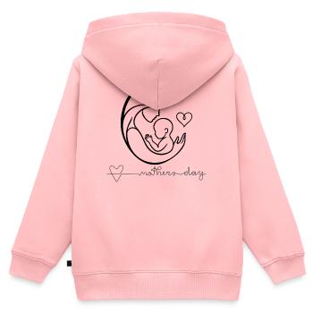 Mutterschafts-Herzschlag-Linienzeichnung - Kinder Premium Organic Zip Hoodie - Rosa - Hinten - AI Model Kid Female (0cm)