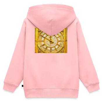 Horloge baroque d’or - Sweat Premium à capuche zippé enfant bio - rose - Dos - AI Model Kid Female (0cm)