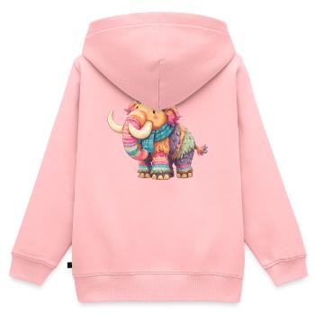 Buntmammut mit Schal - Kinder Premium Organic Zip Hoodie - Rosa - Hinten - AI Model Kid Female (0cm)