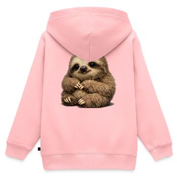 Peluche de paresseux tendre - Sweat Premium à capuche zippé enfant bio - rose - Dos - AI Model Kid Female (0cm)