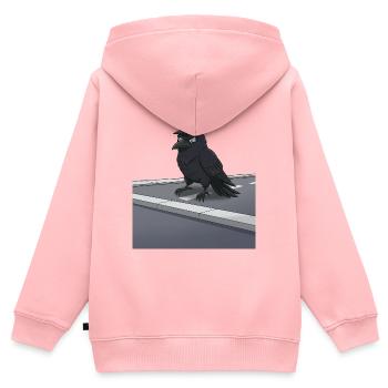 Rabe als Polizeibeamter auf Straße - Kinder Premium Organic Zip Hoodie - Rosa - Hinten - AI Model Kid Female (0cm)