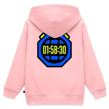 Stoppuhr Bestzeit Halbmarathon - Kinder Premium Organic Zip Hoodie - Rosa - Hinten - AI Model Kid Female (0cm)