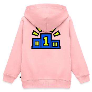 Sieger Podest Platz 1 Champion - Kinder Premium Organic Zip Hoodie - Rosa - Hinten - AI Model Kid Female (0cm)