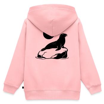 Phoque - Sweat Premium à capuche zippé enfant bio - rose - Dos - AI Model Kid Female (0cm)