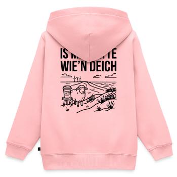 Mir Latte wie Deich Lustiger Norddeutsch Spruch - Kinder Premium Organic Zip Hoodie - Rosa - Hinten - AI Model Kid Female (0cm)
