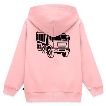Camion-benne - Sweat Premium à capuche zippé enfant bio - rose - Dos - AI Model Kid Female (0cm)