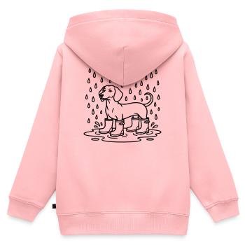 dackel im regen witzig gummistiefel - Kinder Premium Organic Zip Hoodie - Rosa - Hinten - AI Model Kid Female (0cm)