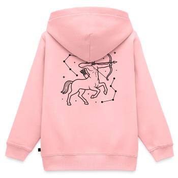 Signe du Sagittaire - Sweat Premium à capuche zippé enfant bio - rose - Dos - AI Model Kid Female (0cm)