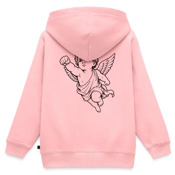 Fliegender Cherub Engel Faust Motiv - Kinder Premium Organic Zip Hoodie - Rosa - Hinten - AI Model Kid Female (0cm)