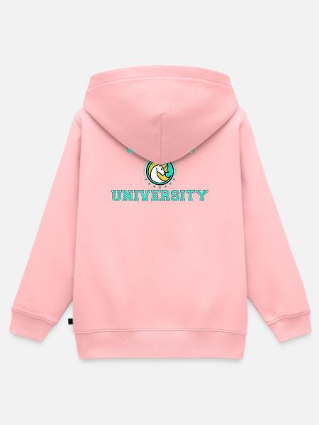 Unicorn Universität - Kinder Premium Organic Zip Hoodie - Rosa