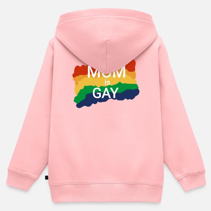 Maman lesbienne pour la maternité - Sweat Premium à capuche zippé enfant bio - rose