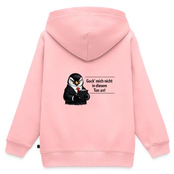 Guck mich nicht in diesem Ton an Pinguin - Kinder Premium Organic Zip Hoodie - Rosa - Hinten - AI Model Kid Female (0cm)