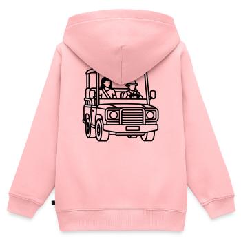 Safari - Kinder Premium Organic Zip Hoodie - Rosa - Hinten - AI Model Kid Female (0cm)