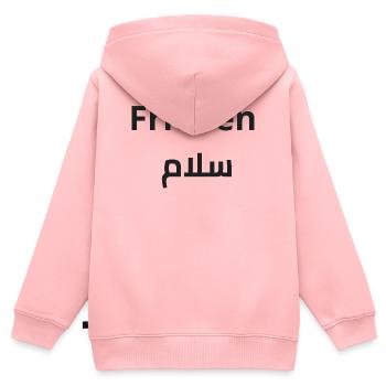 Frieden und Salam - Arabische Kalligrafie - Kinder Premium Organic Zip Hoodie - Rosa - Hinten - AI Model Kid Female (0cm)