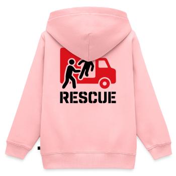 Opérations de secours et de secours - Sweat Premium à capuche zippé enfant bio - rose - Dos - AI Model Kid Female (0cm)