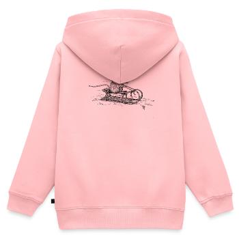 Schlitten - Kinder Premium Organic Zip Hoodie - Rosa - Hinten - AI Model Kid Female (0cm)