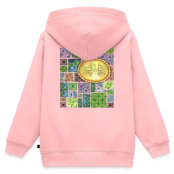 Bali temple on pattern patchwork - Kinder Premium Organic Zip Hoodie - Rosa - Hinten - AI Model Kid Female (0cm)