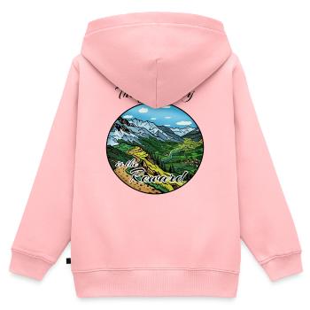 Die Reise ist die Belohnung - Kinder Premium Organic Zip Hoodie - Rosa - Hinten - AI Model Kid Female (0cm)
