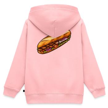 Baguette-Sandwich Illustration - Kinder Premium Organic Zip Hoodie - Rosa - Hinten - AI Model Kid Female (0cm)