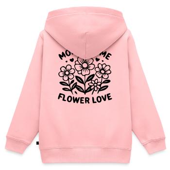 Look fleuri assorti de Maman et moi - Sweat Premium à capuche zippé enfant bio - rose - Dos - AI Model Kid Female (0cm)
