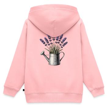 Lavendel in einer Gießkanne - Kinder Premium Organic Zip Hoodie - Rosa - Hinten - AI Model Kid Female (0cm)