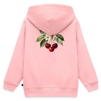 Kirsch- und botanische Blumengravur - Kinder Premium Organic Zip Hoodie - Rosa - Hinten - AI Model Kid Female (0cm)