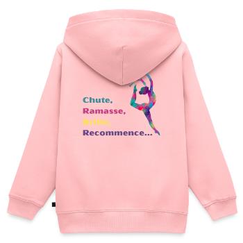 Chute-_Ramasse-_Recommence-- - Sweat Premium à capuche zippé enfant bio - rose - Dos - AI Model Kid Female (0cm)