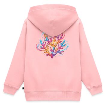 Motif coloré de corail - Sweat Premium à capuche zippé enfant bio - rose - Dos - AI Model Kid Female (0cm)