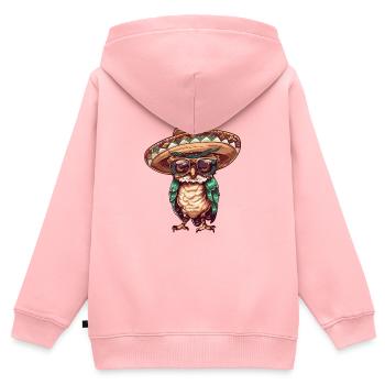 Eule Lustig Sombrero - Kinder Premium Organic Zip Hoodie - Rosa - Hinten - AI Model Kid Female (0cm)