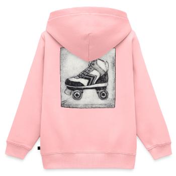 Roller Roller Retro - Sculpté à la main imprimable - Sweat Premium à capuche zippé enfant bio - rose - Dos - AI Model Kid Female (0cm)