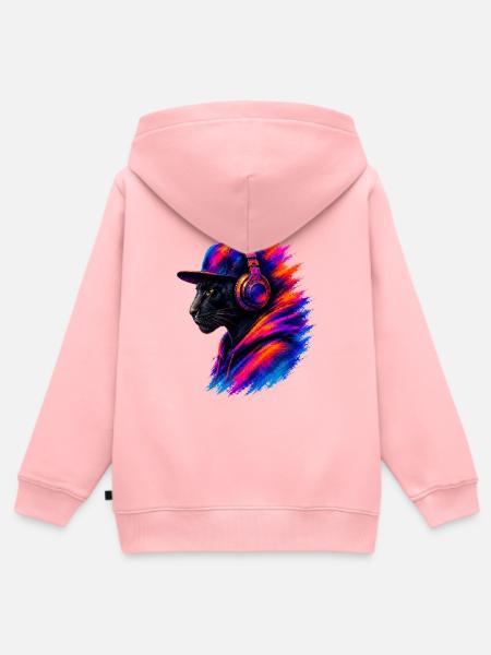 Panther mit Kopfhörern - Kinder Premium Organic Zip Hoodie - Rosa