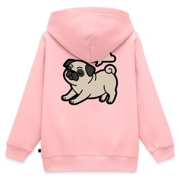 Pupsender Mops Hund Lustig - Kinder Premium Organic Zip Hoodie - Rosa - Hinten - AI Model Kid Female (0cm)