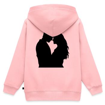 Paar Silhouette Liebe Romantik Valentinstag Freund - Kinder Premium Organic Zip Hoodie - Rosa - Hinten - AI Model Kid Female (0cm)