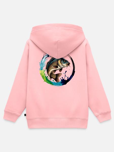 Springender Karpf - Kinder Premium Organic Zip Hoodie - Rosa