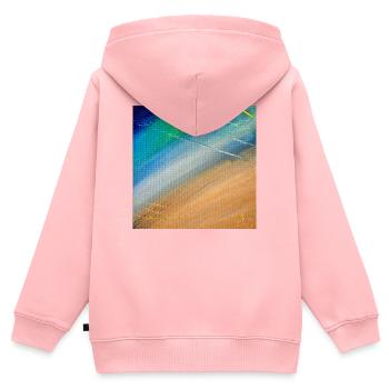 Flux de couleur et lignes dorées - Sweat Premium à capuche zippé enfant bio - rose - Dos - AI Model Kid Female (0cm)