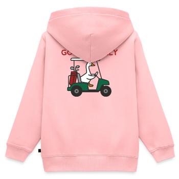 Gans im Golfwagen – Zu albern - Kinder Premium Organic Zip Hoodie - Rosa - Hinten - AI Model Kid Female (0cm)