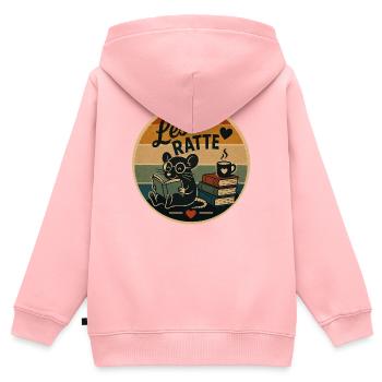 Leseratte Retro - Kinder Premium Organic Zip Hoodie - Rosa - Hinten - AI Model Kid Female (0cm)