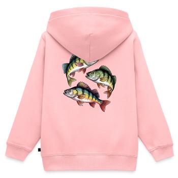 Barsch Angeln - Kinder Premium Organic Zip Hoodie - Rosa - Hinten - AI Model Kid Female (0cm)
