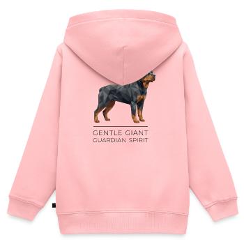 Rottweiler Low-Poly Art - Gentle giant - Kinder Premium Organic Zip Hoodie - Rosa - Hinten - AI Model Kid Female (0cm)