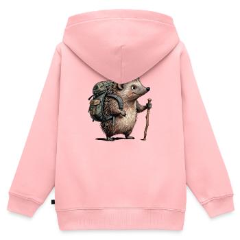 Wanderigel mit Rucksack - Kinder Premium Organic Zip Hoodie - Rosa - Hinten - AI Model Kid Female (0cm)
