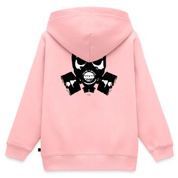Gasmaske Skullsilhouette - Kinder Premium Organic Zip Hoodie - Rosa - Hinten - AI Model Kid Female (0cm)