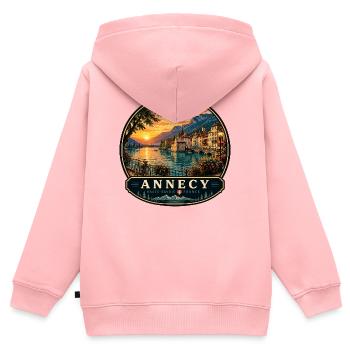 Annecy Urlaub Kolonialbauten Altstadt Wasser - Kinder Premium Organic Zip Hoodie - Rosa - Hinten - AI Model Kid Female (0cm)