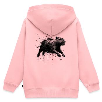 Capybara Splatter Illustration - Kinder Premium Organic Zip Hoodie - Rosa - Hinten - AI Model Kid Female (0cm)