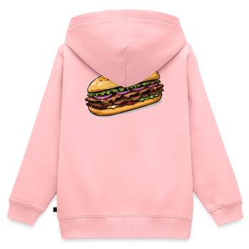 Illustration de sandwich - Sweat Premium à capuche zippé enfant bio - rose - Dos - AI Model Kid Female (0cm)