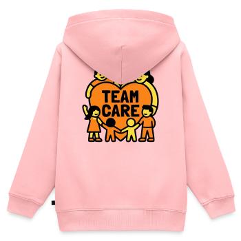 Team Care Herz Kita Wappen - Kinder Premium Organic Zip Hoodie - Rosa - Hinten - AI Model Kid Female (0cm)