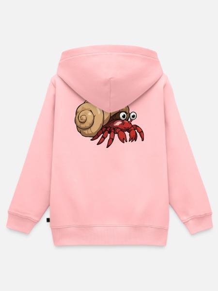 Cartoon Krabbe mit Muschelschale - Kinder Premium Organic Zip Hoodie - Rosa