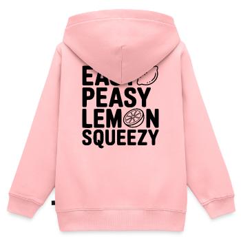 Kinderleicht, Zitronen-Squeezy - Kinder Premium Organic Zip Hoodie - Rosa - Hinten - AI Model Kid Female (0cm)