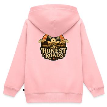 Honest Roads: Vintage-Folk/Vinyl/Roadtrip USA - Kinder Premium Organic Zip Hoodie - Rosa - Hinten - AI Model Kid Female (0cm)